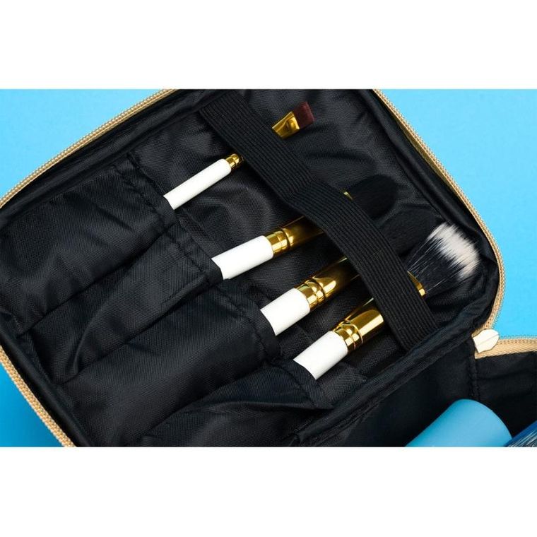 Peterson, kosmetyczka z uchwytem, brokatowa, złota