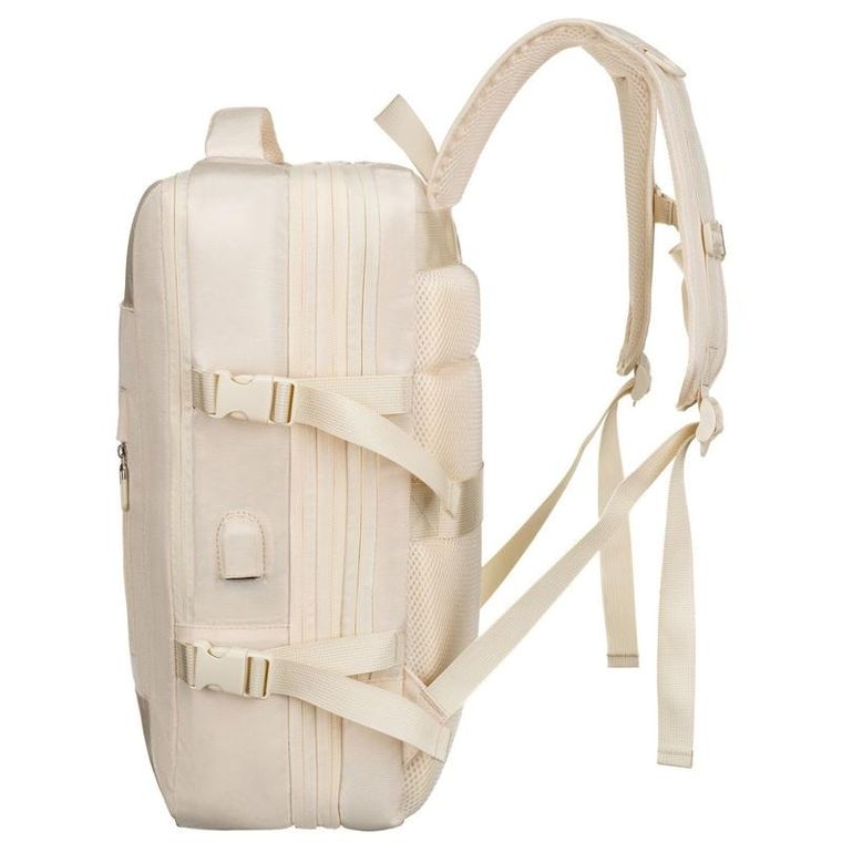 Peterson, plecak podróżny z siatkowaną przegrodą i paskami kompresyjnymi, ecru