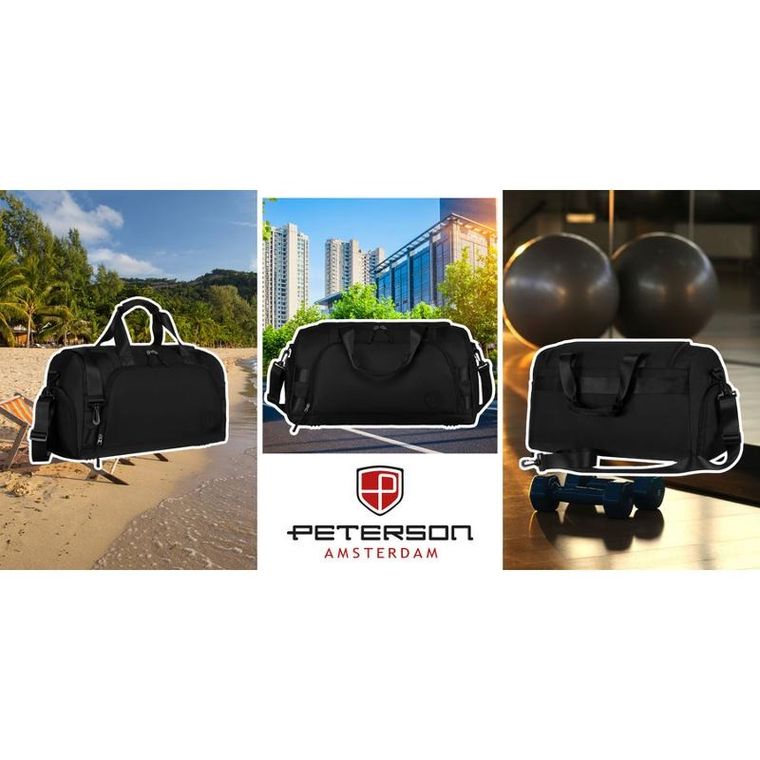 Peterson, torba podróżna z uchwytem na walizkę, czarna