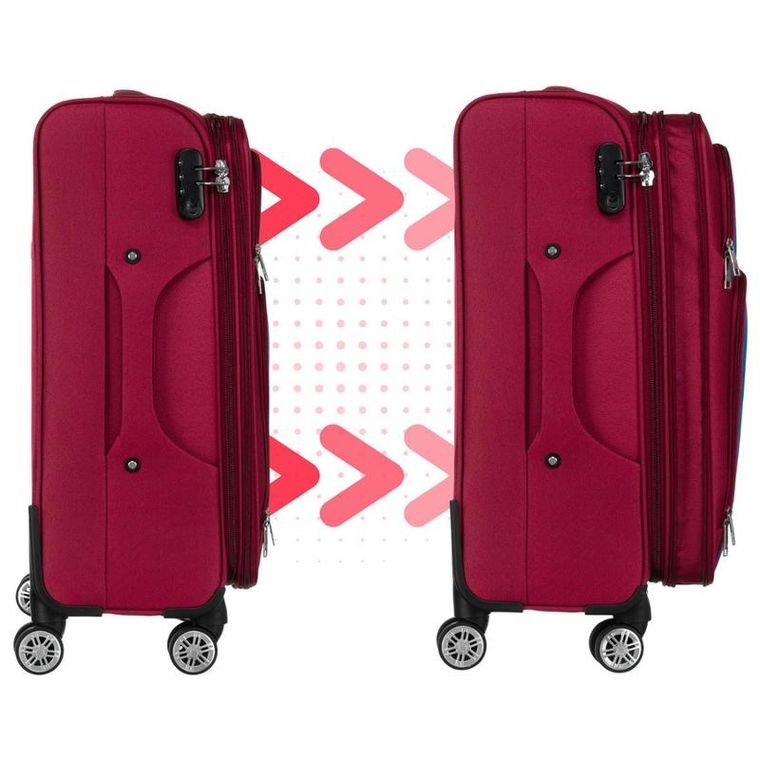 Peterson, walizka, wykonana z poliestru, średnia, czerwono-niebieska, 68 cm