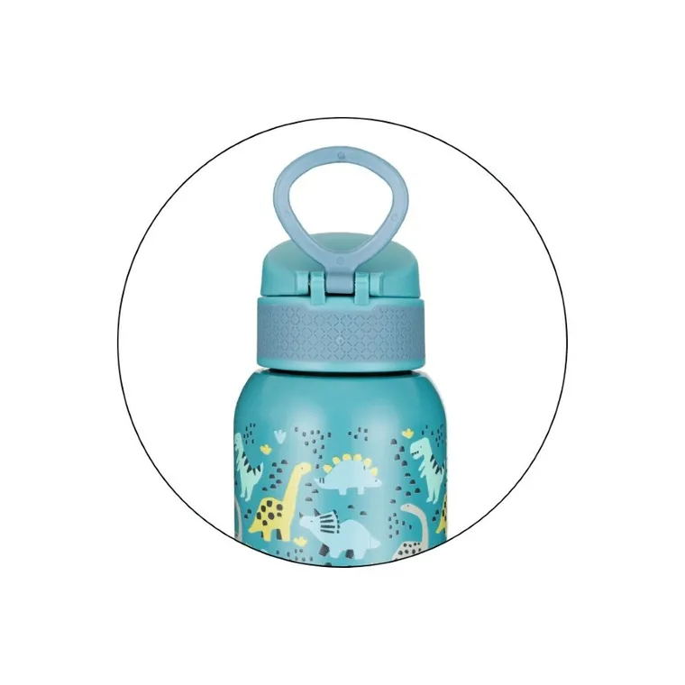 Petite&Mars, butelka termiczna ze stali nierdzewnej z ustnikiem, dino park, 500 ml