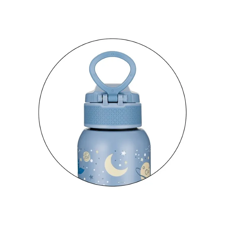 Petite&Mars, butelka termiczna ze stali nierdzewnej ze słomką, whale song , 350 ml