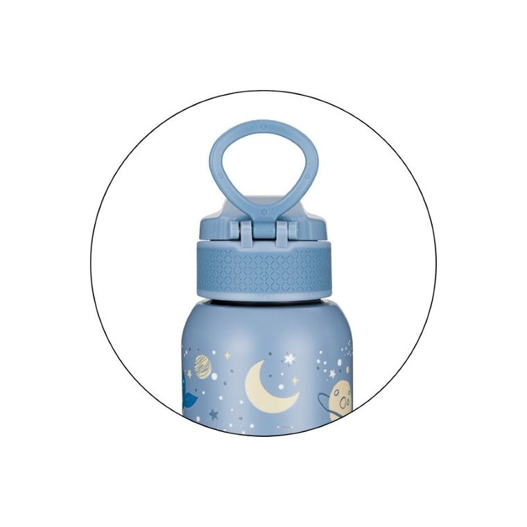 Petite&Mars, butelka termiczna ze stali nierdzewnej ze słomką, whale song, 350 ml