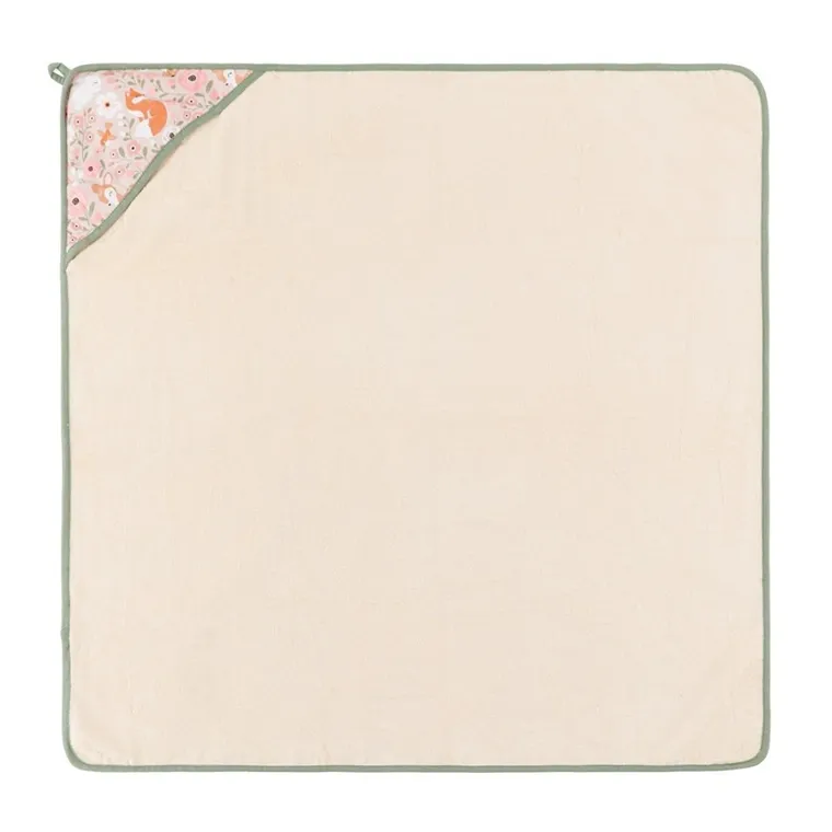 Petite&Mars, Loulou, okrycie kąpielowe bambusowe z kapturkiem, Rosy Wilderness, 100-100 cm