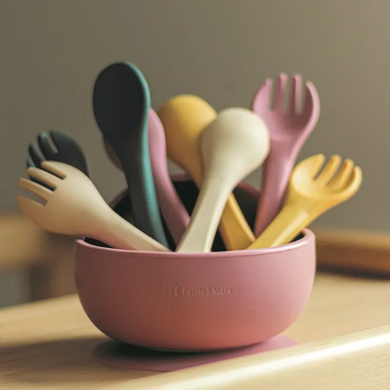 Petite&Mars, Take&Match, silikonowe sztućce, Desert Sand, 6m+