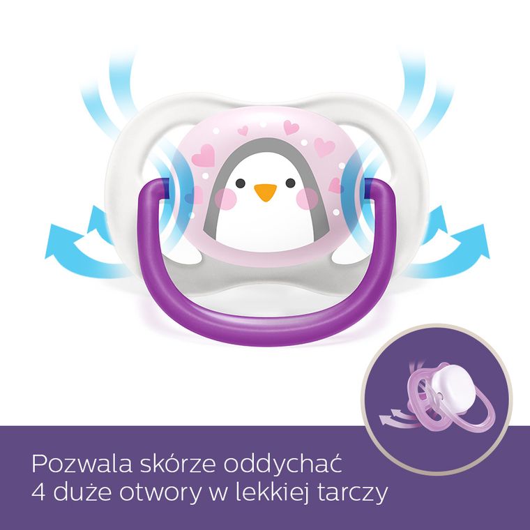 Philips Avent, Ultra Air, Animals, smoczek uspokajający, girl, 0-6m, 2 szt.