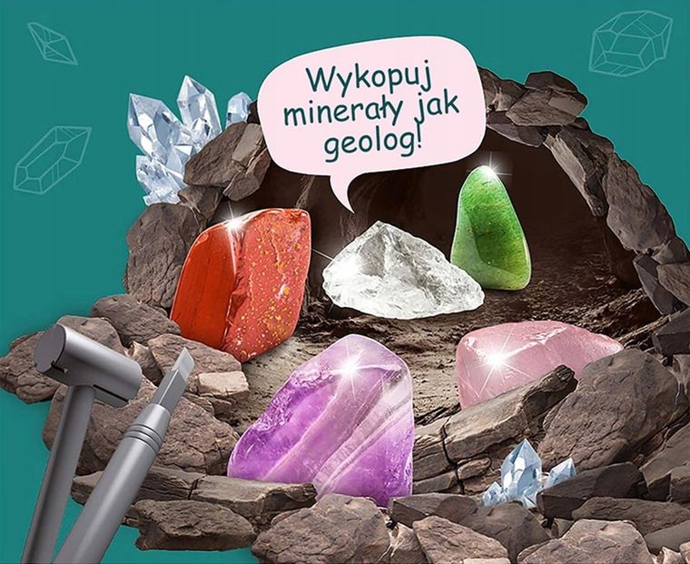 Piatnik, zestaw archeologiczny, minerały