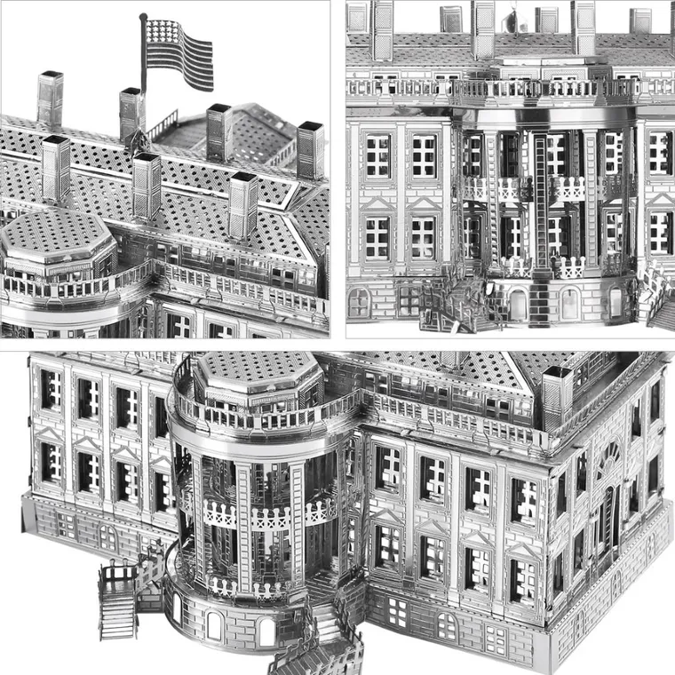 Piececool, Biały Dom, puzzle metalowe, model 3D, 122 elementy