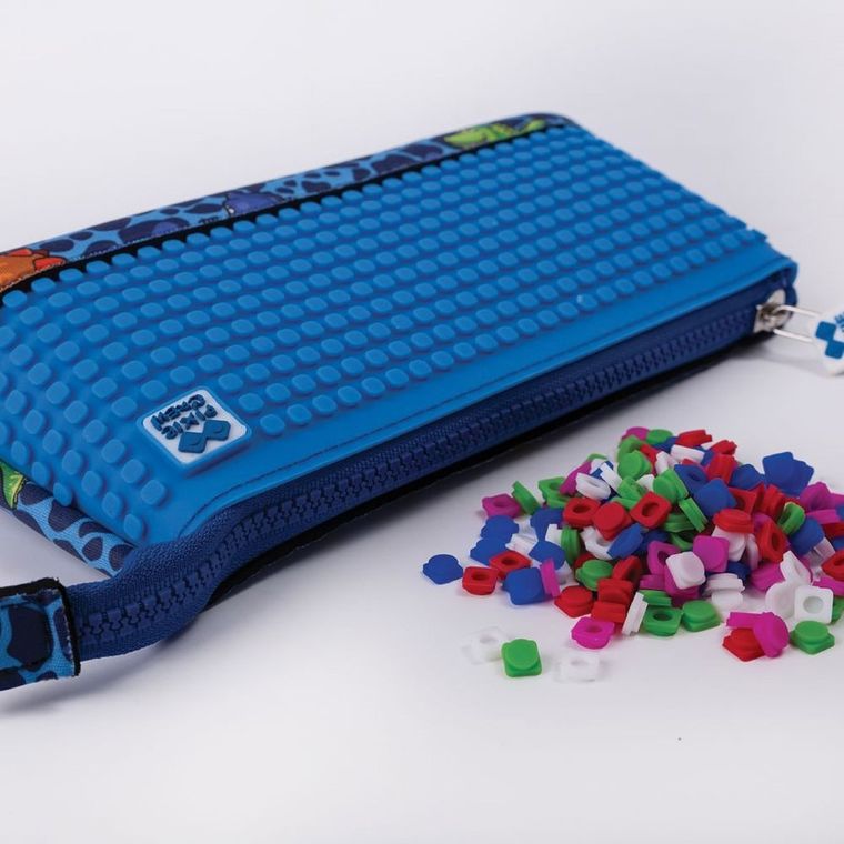 Pixie Crew, Dinozaury, neoprenowy piórnik saszetka, niebieski panel