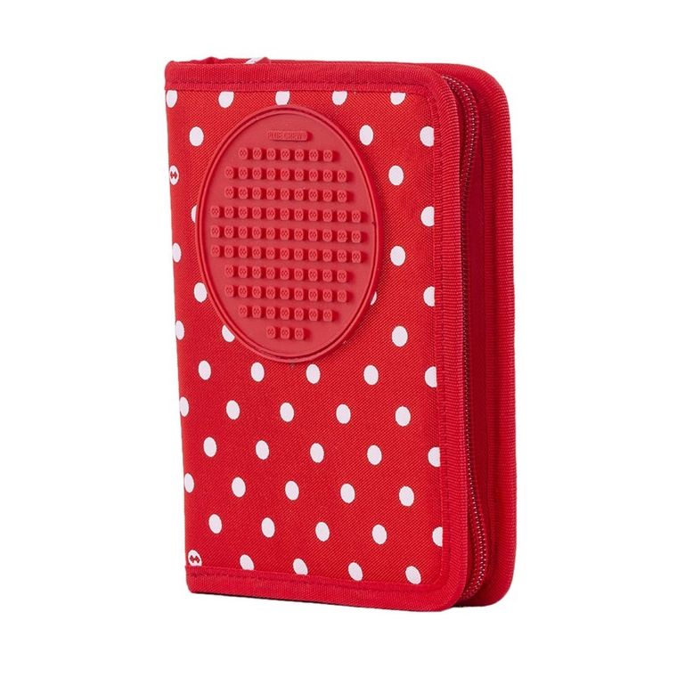 Pixie Crew, piórnik jednokomorowy, kropki, czerwony panel