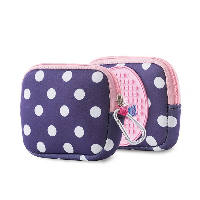 Pixie Crew, saszetka, kosmetyczka, kropki, różowy panel