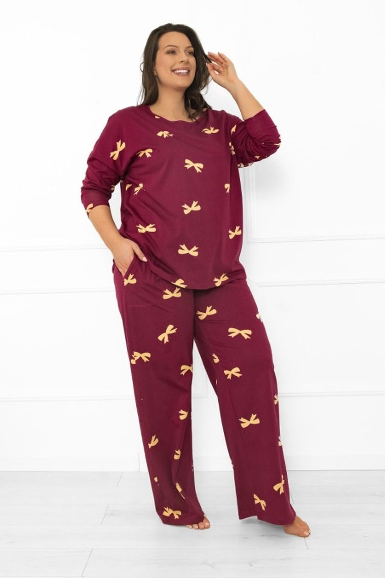 Piżama damska, bordowa, Italian Fashion