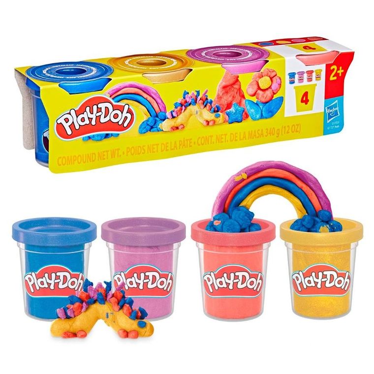 Play-Doh, Kolory metaliczne, 4 tuby, zestaw kreatywny