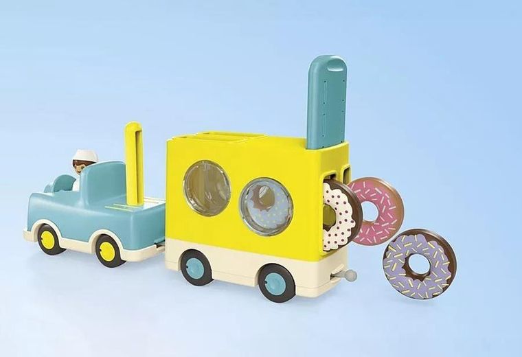 Playmobil, Junior, Szalony Donut Truck z funkcją układania i sortowania, 71702