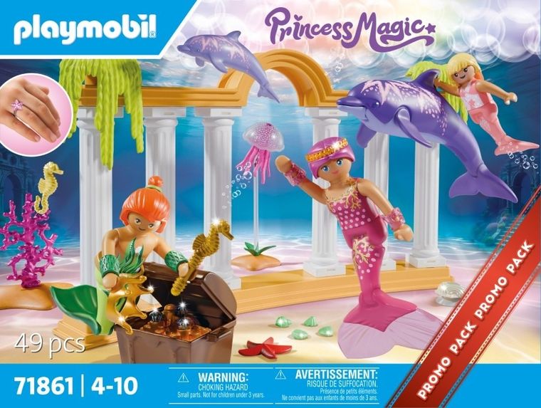 Playmobil, Princess Magic, Syrenki ze skarbem i delfinem, 71861
