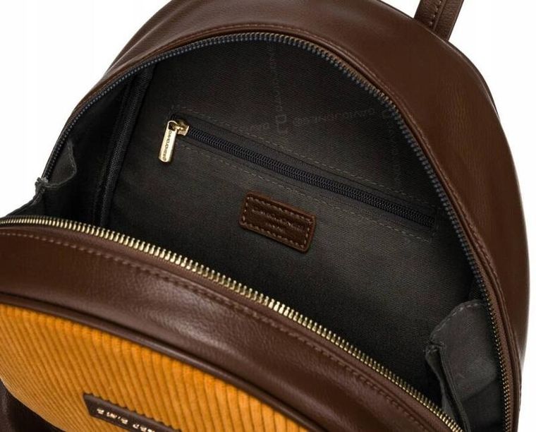 Plecak, brązowy, skóra ekologiczna, David Jones