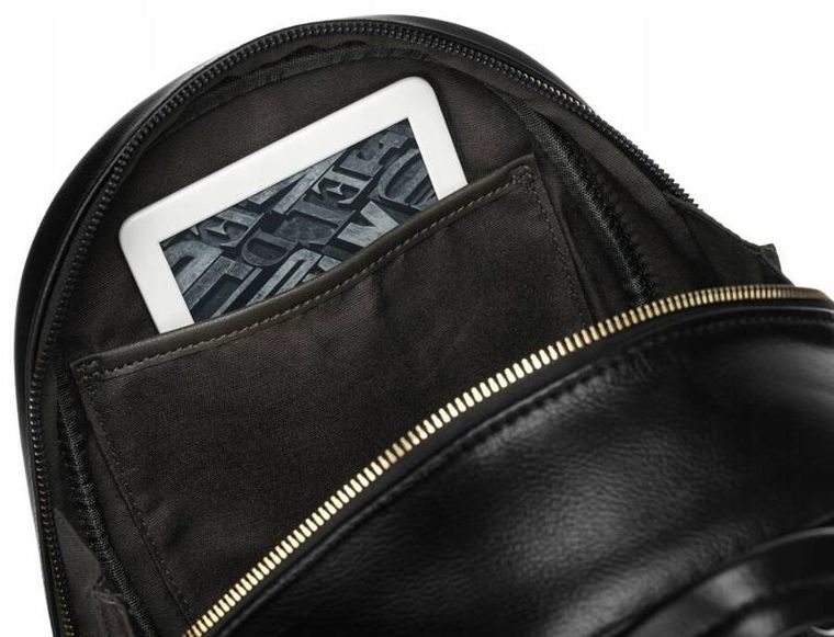 Plecak, czarny, skóra ekologiczna, David Jones