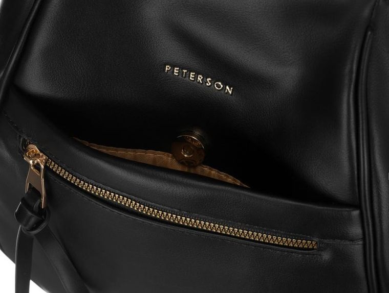 Plecak, czarny, skóra ekologiczna, Peterson
