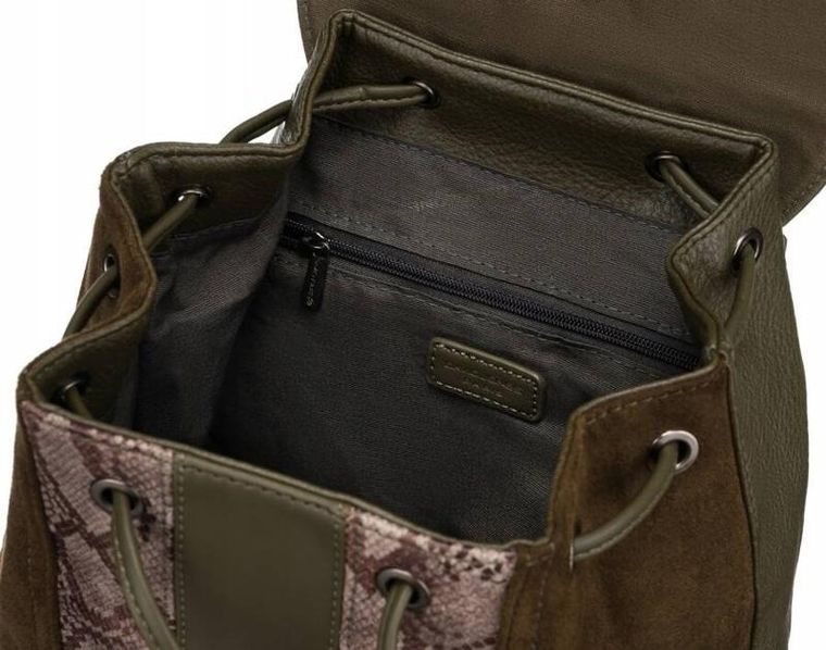 Plecak miejski, khaki, skóra ekologiczna, David Jones