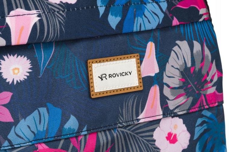 Plecak miejski, niebieski, roślinny wzór, Rovicky