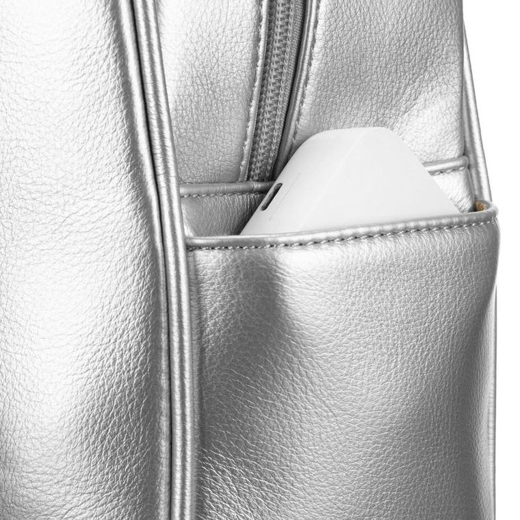 Plecak miejski, srebrny, skóra ekologiczna, Peterson