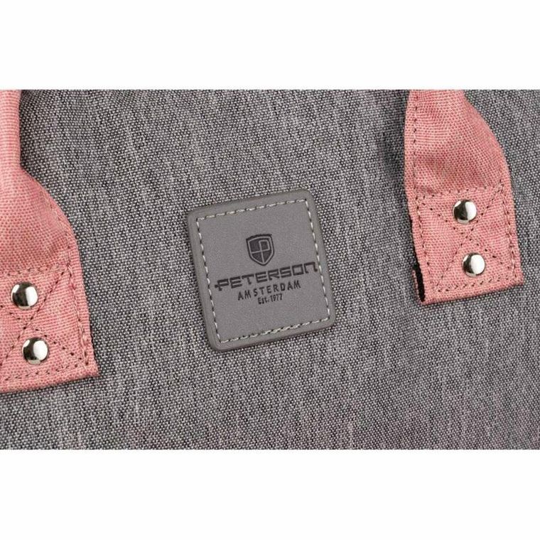 Plecak miejski, szaro-różowy, Peterson