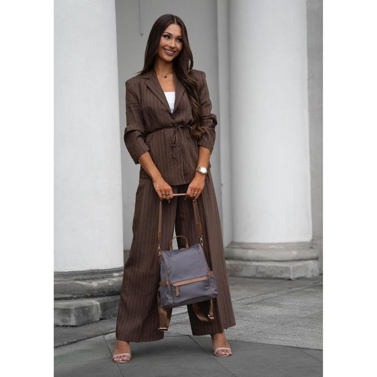 Plecak miejski, szary, skóra ekologiczna, Peterson