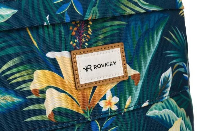 Plecak miejski, turkusowy, roślinny wzór, Rovicky