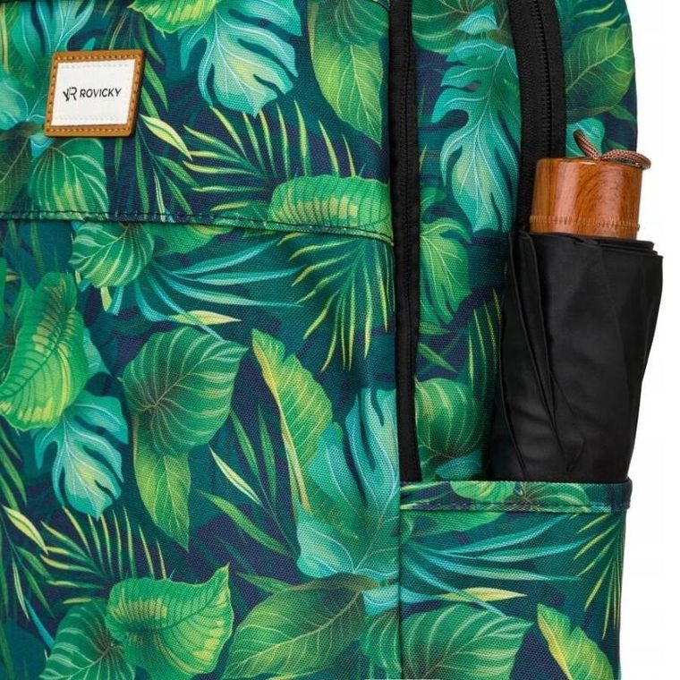Plecak miejski, zielony, roślinny wzór, Rovicky