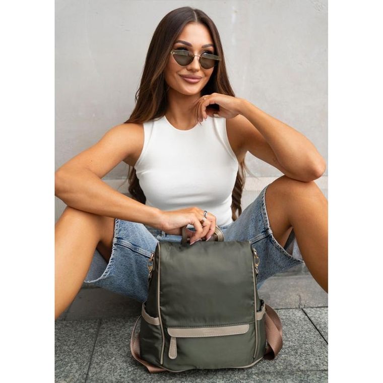 Plecak miejski, zielony, skóra ekologiczna, Peterson