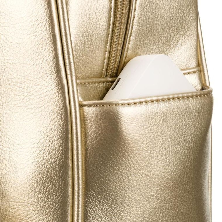 Plecak miejski, złoty, skóra ekologiczna, Peterson