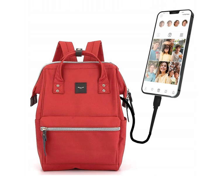 Plecak na laptopa, czerwony, port USB, Himawari
