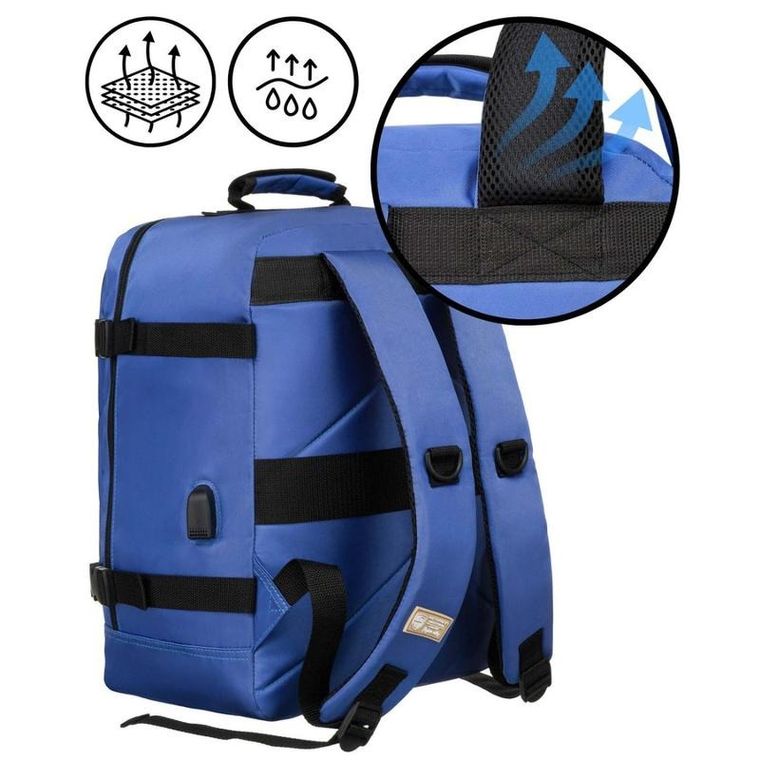 Plecak podróżny, bagaż podręczny do samolotu, niebieski, Peterson