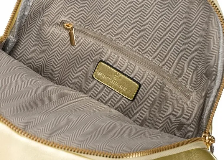 Plecak, złoty, skóra ekologiczna, Peterson