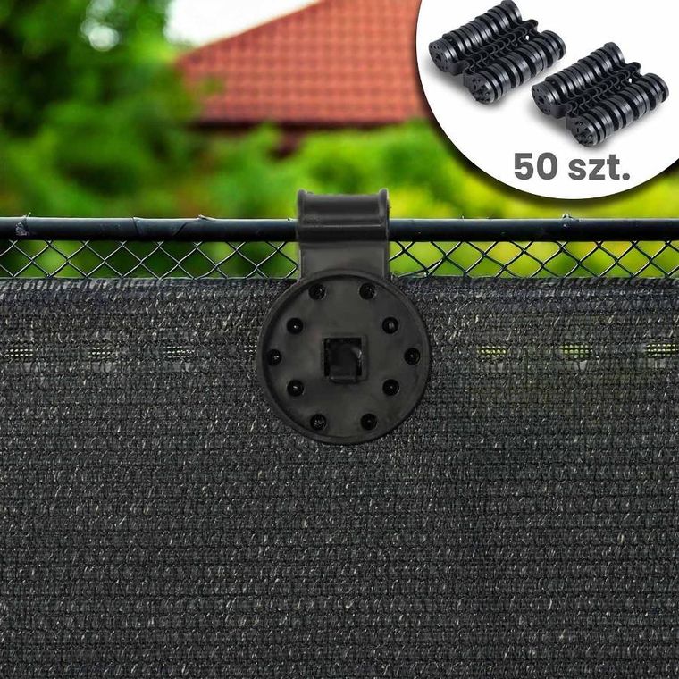 Plonos, siatka cieniująca, 1,5-25m 110g/m2 + 50 zacisków, szara