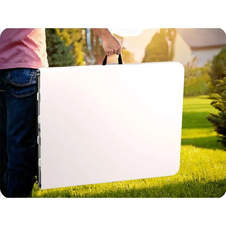 Plonos, stół cateringowy ogrodowy składany, biały, 180 cm