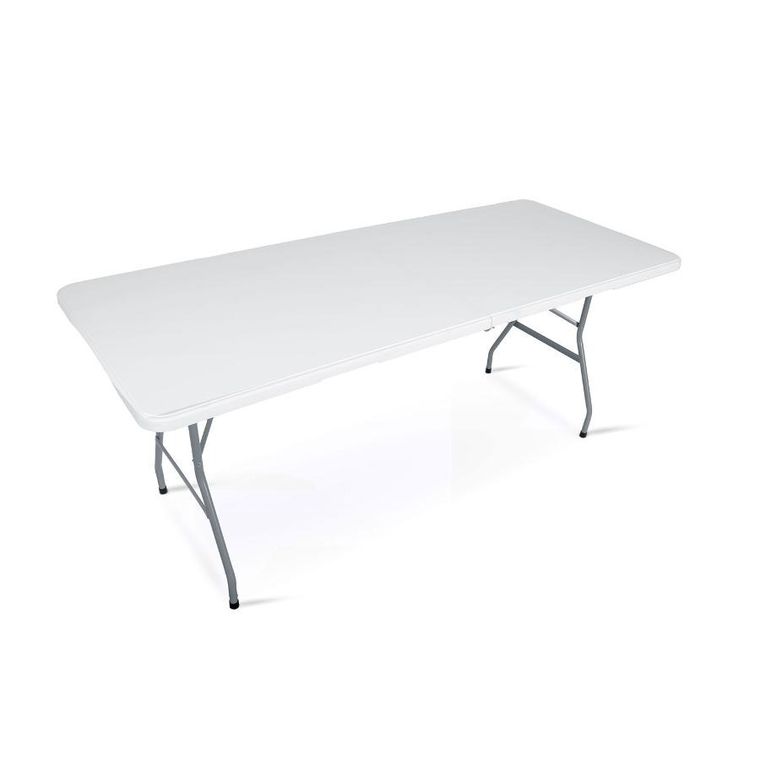 Plonos, zestaw cateringowy ogrodowy składany stół + 2 ławki, biały, 180 cm