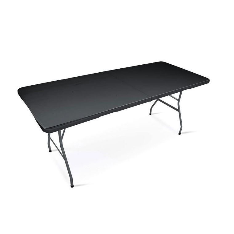 Plonos, zestaw cateringowy ogrodowy składany stół + 2 ławki, czarny, 180 cm