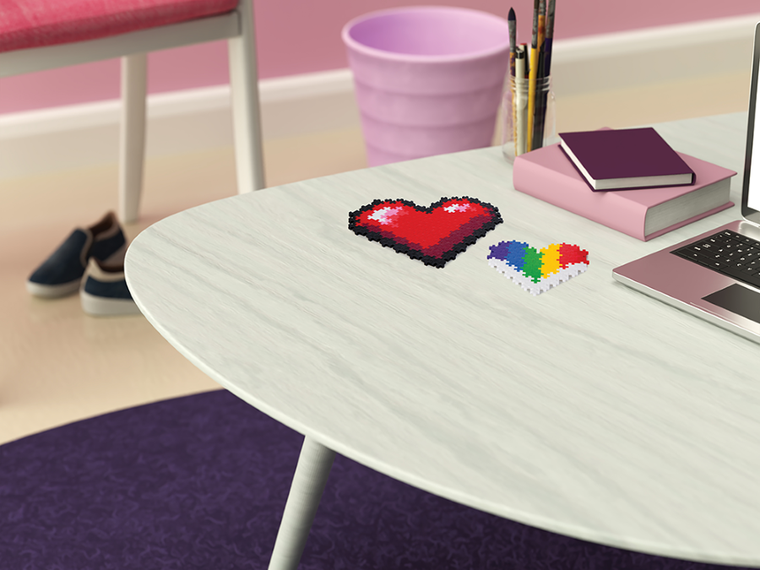 Plus-Plus Mini, 2 Serca, puzzle po numerach, 250 elementów