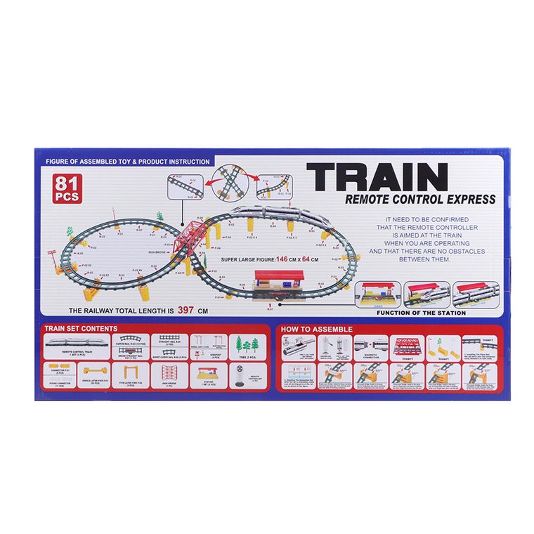 Pociąg, kolejka zdalnie sterowana, światło i dźwięk, 81 elementów