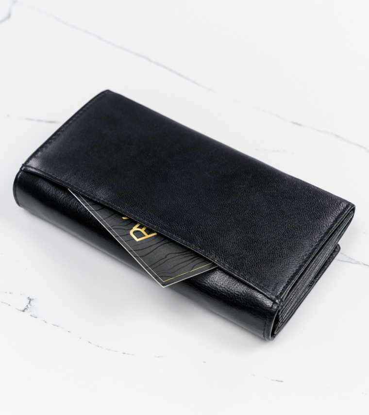 Podłużny portfel damski z bydlęcej skóry naturalnej, Cavaldi