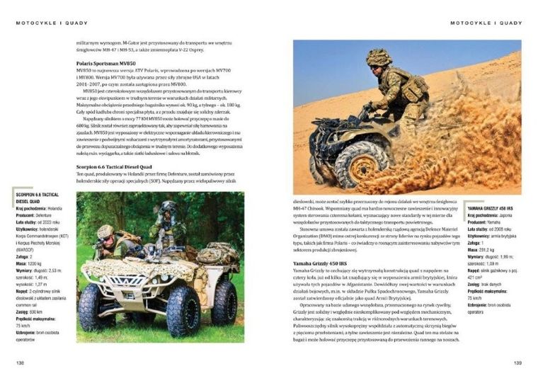 Pojazdy wojsk specjalnych. Wozy terenowe, MRAP-y, motocykle, quady
