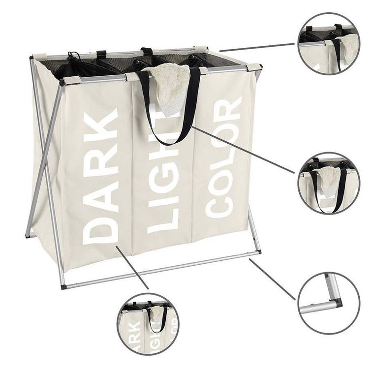 Pojemnik na pranie, trio beige, 130l