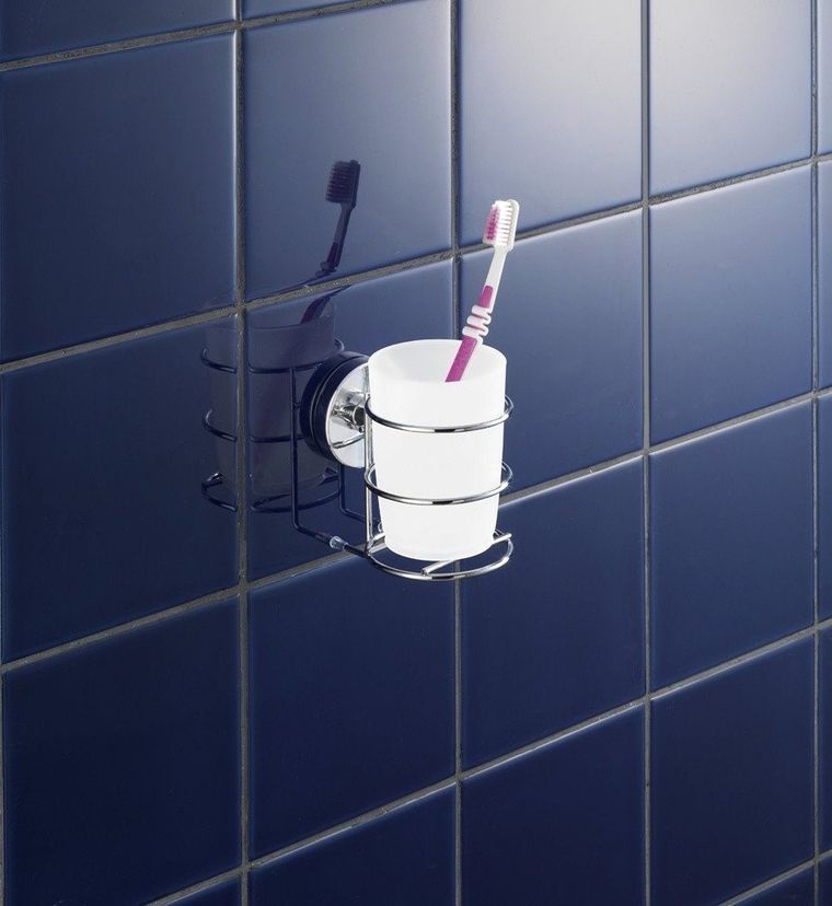 Pojemnik na szczoteczki do zębów, Milazzo Vacuum-Loc, stal chromowana