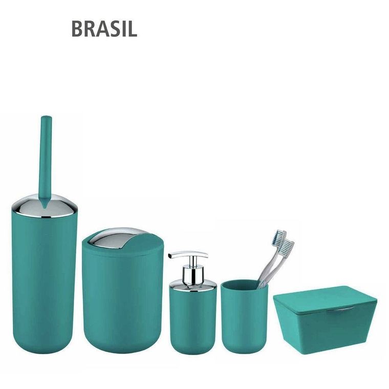 Pojemnik na szczotkę, Brasil, turkusowy + szczotka wc
