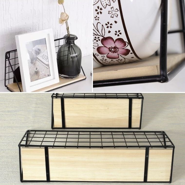 Półka ścienna metalowa, styl Loft, czarna, 45-13,5 cm