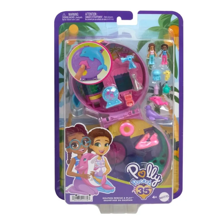 Polly Pocket, Akwarium Delfina, zestaw kompaktowy z figurkami i akcesoriami