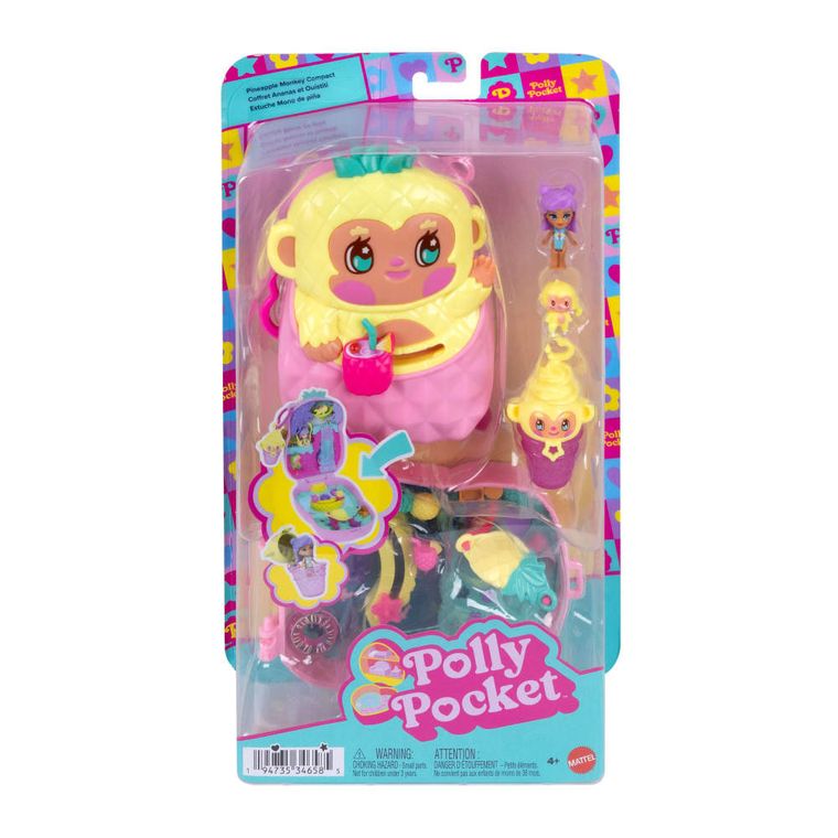 Polly Pocket, Ananasowa małpka, zestaw kompaktowy z laleczką i akcesoriami