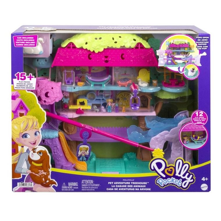 Polly Pocket, Przygody zwierzątek - Domek na drzewie, zestaw z laleczkami i akcesoriami
