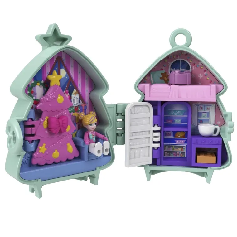 Polly Pocket, Świąteczny zestaw kompaktowy, zestaw z laleczką i akcesoriami